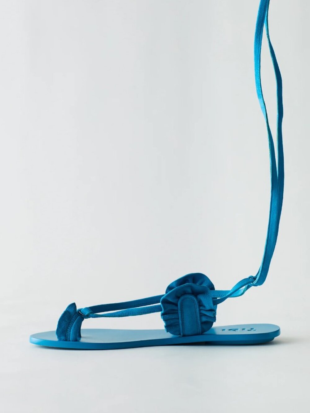 Tibi Amari Suede Sandal Azure Blue Lace-Up Flat Sz 40